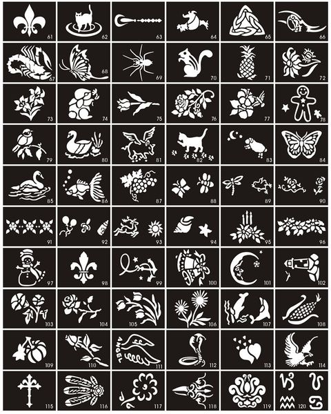 

wholesale-100pcs/lot temporary glitter tattoo stencils for body paint- airbrush tattoo stencils for small body designs ing