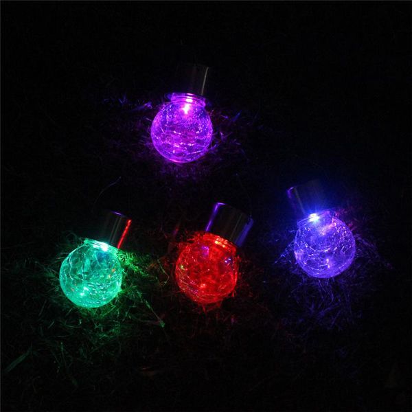 Solarbatteriebetriebene LED-Kugelleuchte mit Farbwechsel, LED-Hängeleuchten aus Crackle-Glas im Freien für die Weihnachtsdekoration im Garten