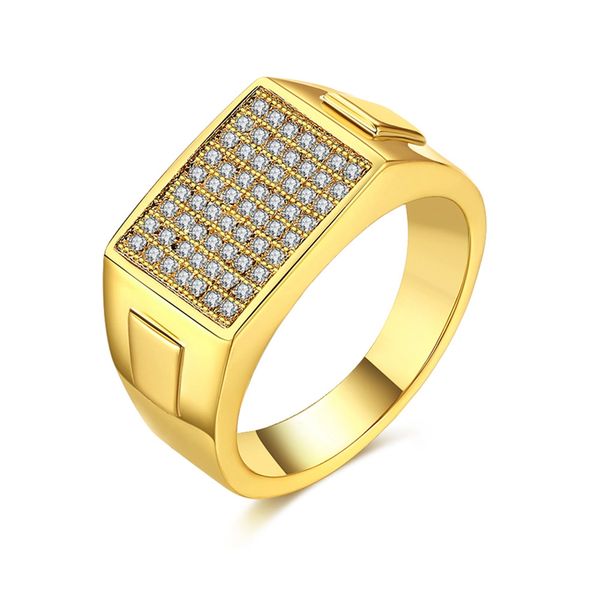 

womens mens ring solid 18k yellow gold filled iced out micro crystal wedding jewelry size 7,8,9 christmas gift, Slivery;golden