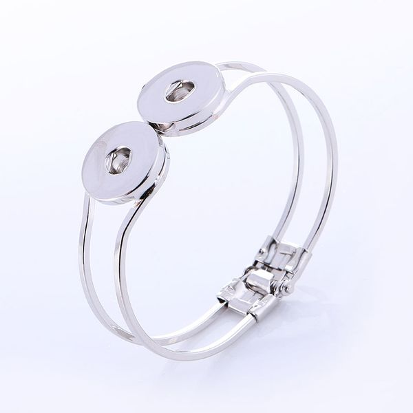 

wholesale- elasticity ginger snap bracelets & bangles double snaps alloy bracelet snap button pulsera diy jewelry, White