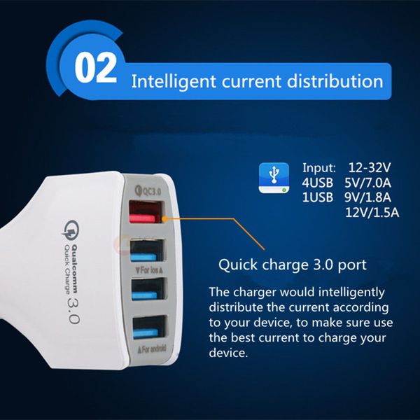 

4 порта usb qc 3.0 автомобильное зарядное устройство быстрая быстрая зарядка 3.1 a смартфон для iphone 11 8 xr samsung note10 huawei tablet