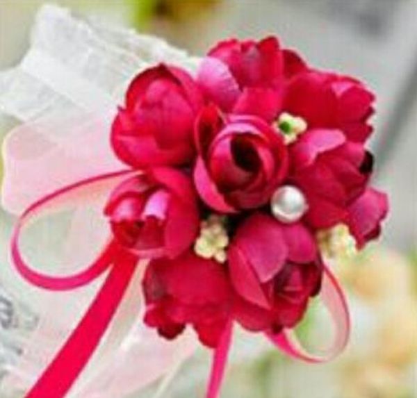 Nedime Gelin Esneklik Dantel bilek çiçekler Kardeş El Çiçek Yaka Çiceği Parti Düğün Dekorasyon Çiçek Dans sahne 6 renkler hediye
