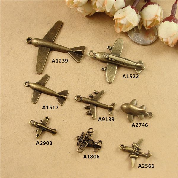 

The ancient bronze alloy aircraft charms, airplane transport ZAKKA DIY handmade jewelry accessories wholesale retro plane ornaments pendants