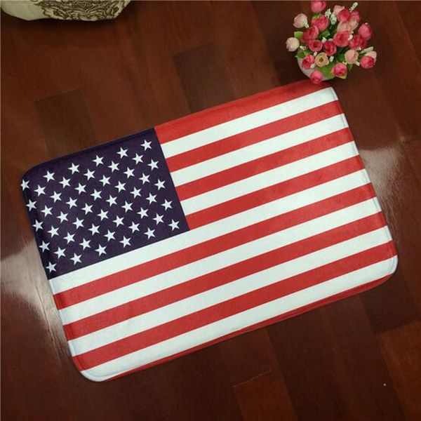 

New Arrival National Flag Flannel Square Bathroom Carpet Living Room Bedroom Non-slip Household Pad Carpets Free Shipping