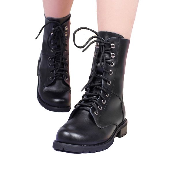 

autumn winter black lace up army boots women pu leather martin boots lovers motorcycle boots for women plus size eu35-42