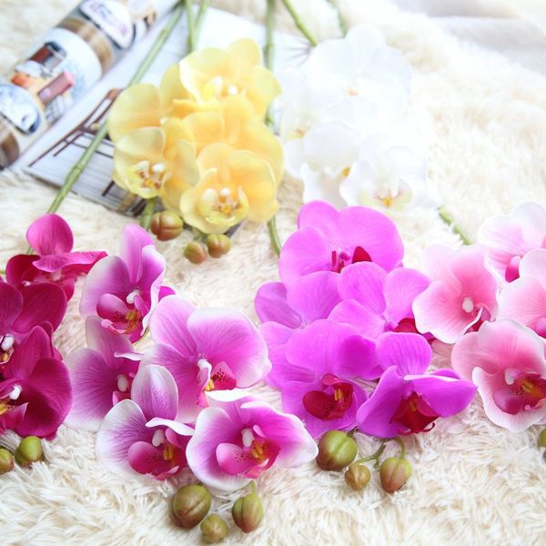 

wholesale butterfly orchid magnolia simulation flower rose artificial flower with rubber technicial craft for home wedding decoration