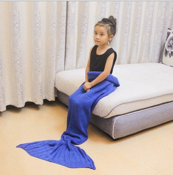 

han edition of the new parent-child [children] mermaid blanket knitting blanket of the girls creative sofa sleep carpet undertakes, White