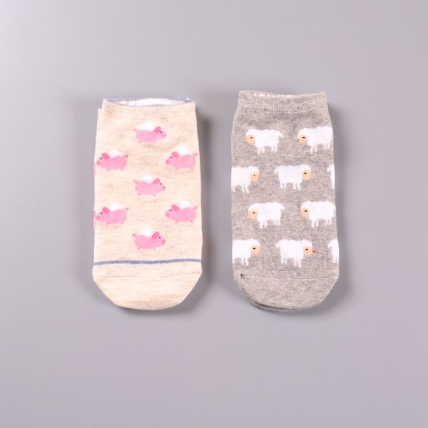 

wholesale- lovely & cute sheep autumn women short socks cartoon short boat socks korea style ankle tube cotton socks 2 pairs, Black;white