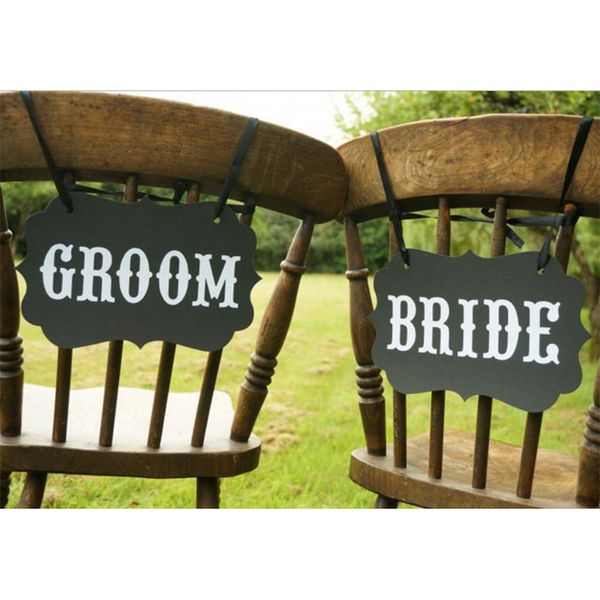 

17x27cm bride groom black wedding party banner decoration p booth prop 100 pair