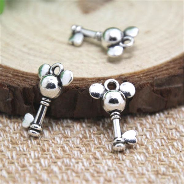 

25pcs -- мышь брелок подвески серебряный тон мыши брелок подвески 8x11mm