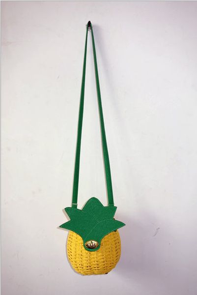 

dhl messenger bags women straw handbag cute fruit bag pineapple package pure hand-made woven circular
