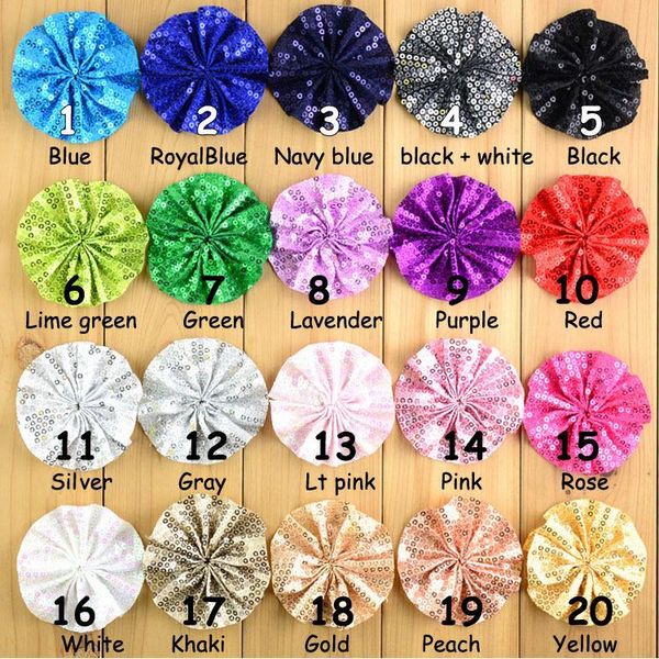 

august new wholesale 20c 500pcs/lot 3.15 inch hand made sequin bow kids head flower for girl hair clip diy accessories mh94