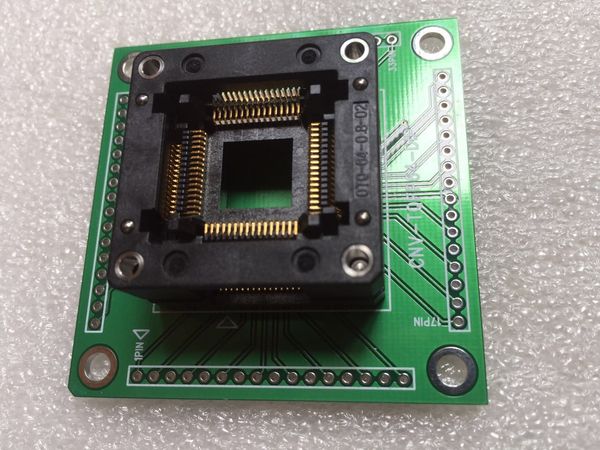 Enplas IC-Testsockel OTQ-64-0.8-02 mit Leiterplatte CNV-TQFP64-DIP QFP64PIN 0,8 mm Rastermaß Einbrennsockel