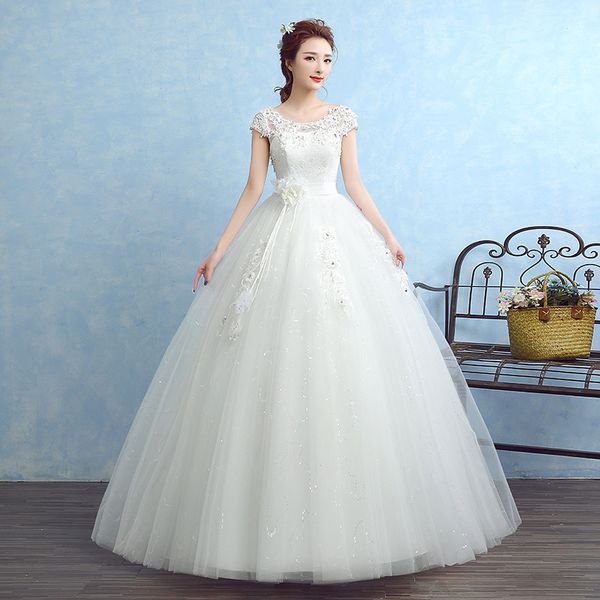 

2017 new elegant wedding dresses cap sleeves white/ivory ball gown formal dress romantic princess vestido de noiva bridal gown