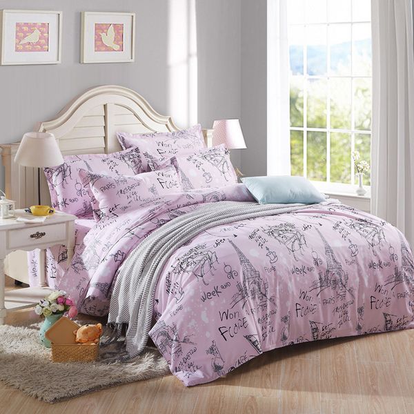 Whole Romantic Love Letter Purple Eiffel Tower In Paris Bedding Whole Romantic Love Letter Purple Eiffel Tower In Paris Bedding Sets Duvet Cover Pillowcases Bed