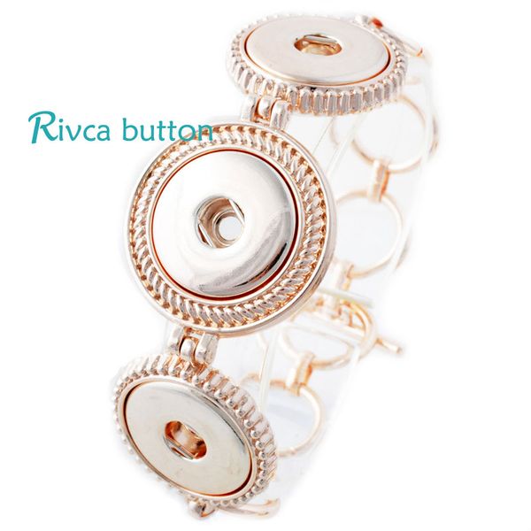 

wholesale-p00688 rose gold snap button bracelet&bangles design snap button zinc alloy charm bangles 18mm chain snap button jewelry, Golden;silver