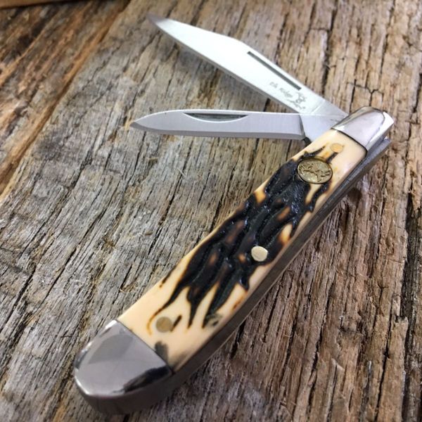 MZY 2 Blade Gentleman's Trapper Knife Pocket Knife ER-226SI IMT. STAG