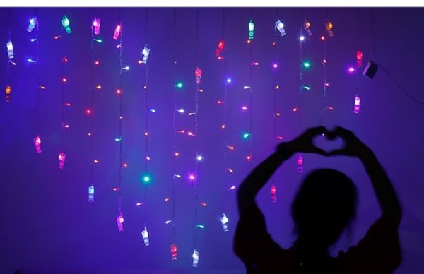2m * 1.6m Borboleta em forma de coração luzes menina coração casamento mesa branco aniversário conduzido luzes flash luzes de corda