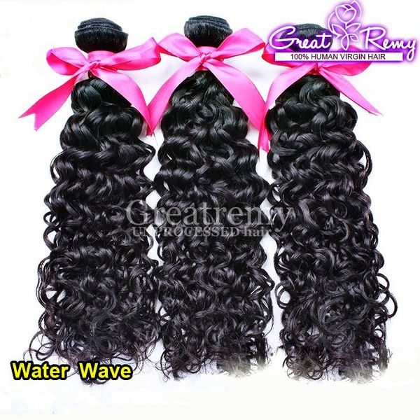 

3pcs/lot brazilian water wave hair weft natural color dyeable peruvian indian hair water wave greatremy dropshipping hair bundles, Black