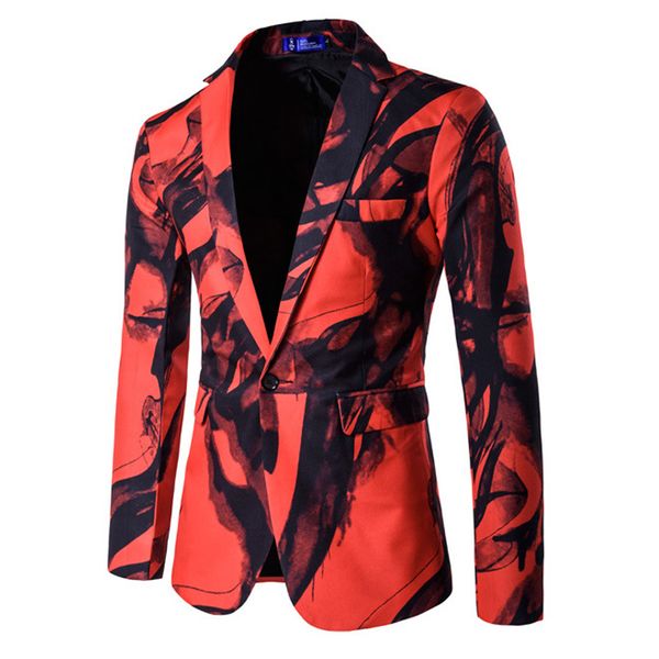 

new 2017 autumn winter one button chinese style ink printting men blazer masculino homme designs slim fit suit mens hombre, White;black