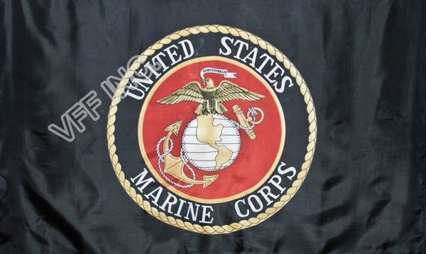 Bandiera nera USMC Marines Marine Corps Emblem Flag 3ft x 5ft Banner in poliestere volante 150 * 90cm Bandiera personalizzata per esterni