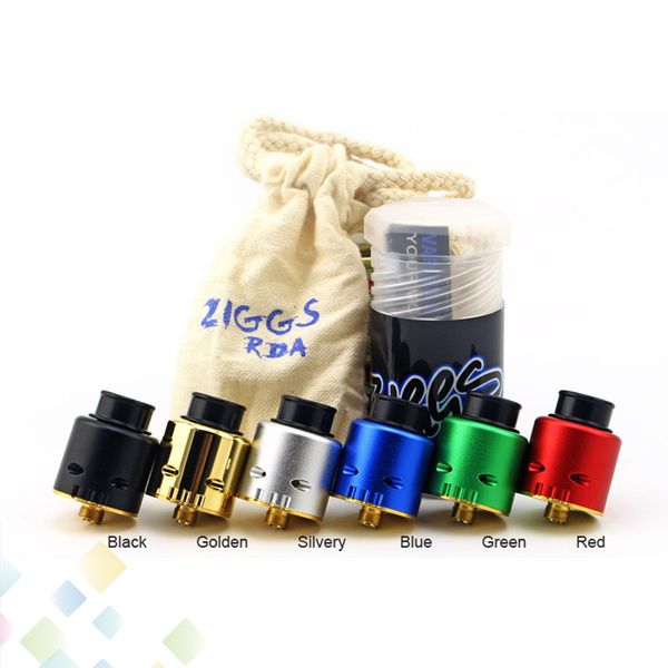 

Original Advken Ziggs 2 RDA Atomizers Gold Plated Brass Contact Pin Peek Insulator Colorful E Cigarette DHL Free