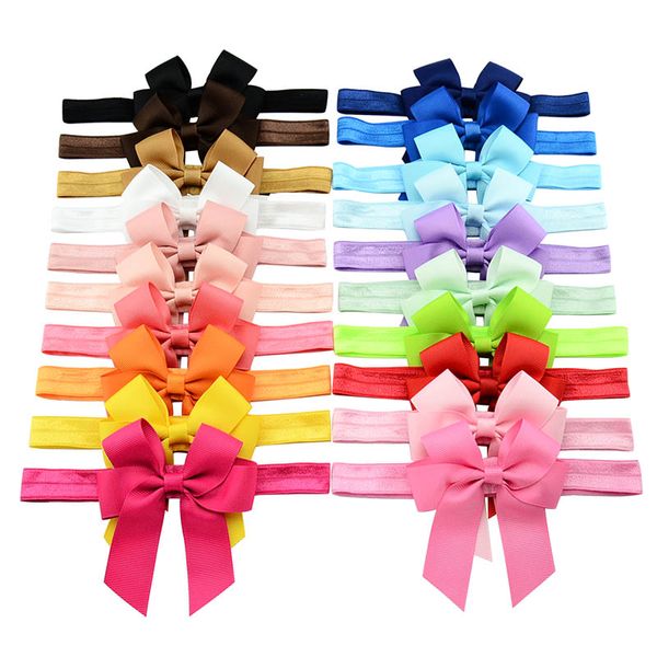 Baby Bogen Stirnbänder Big Ribbon Heck Bögen Stirnband Für Mädchen Kinder Haarschmuck Kinder Elastische Haarbänder Kopfschmuck 20 Farben KHA213