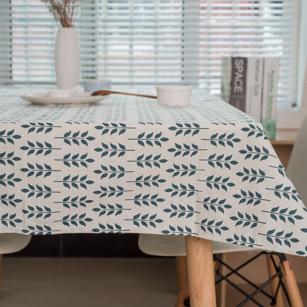 Fashion Tablecloths Green Leaf Pattern Dinner Picnic Table Cover Various Size For Choosing Cotton Liene Materials Clothes Whole