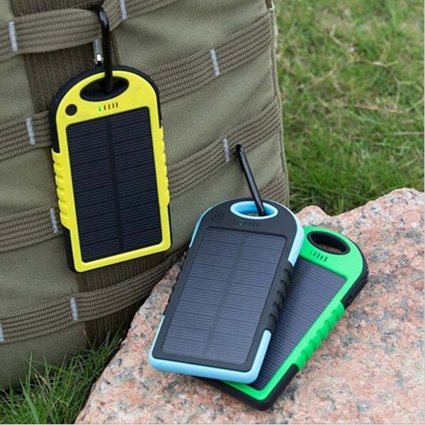 

solar charger 5000mah dual-usb drop resistance portable solar power bank 5000mah ravel external battery for smartphone