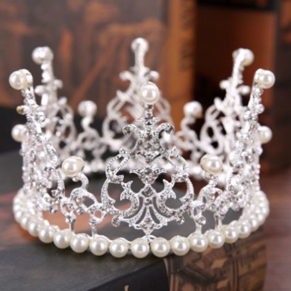 

extravagant bridal crown tiara silver tone crystal fresh water pearl bridal tiara wedding hair accessories bridal head pieces, Slivery;golden