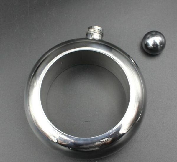 

eco-friendly bangle bracelet hip flask 3.5oz 304 stainless steel rainbow liquid alcohol vodka whiskey drinkware alcohol funnel