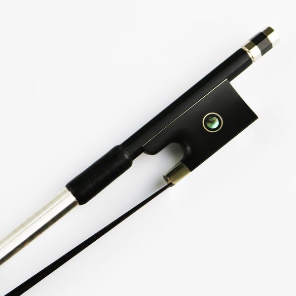 

new 3/4 size black horse hair carbon fiber violin bow good balance ebony frog straight violin parts accessories