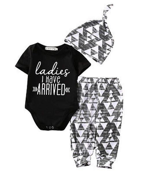 

wholesale- autumn new baby boy clothes newborn baby girl boy cotton romper +pants +hat outfits toddler clothes set, White