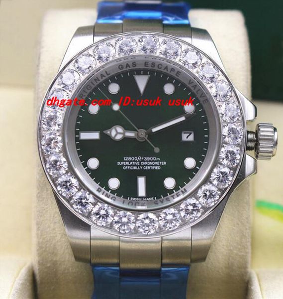 

2018 unused watch green dial 116660 44mm bigger diamond ceramic bezel mechanical automatic men watches luxury wristwatch, Slivery;brown