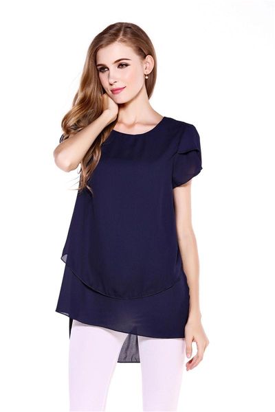 

summer ladies large size blouses clothes false short two chiffon blouse 4xl bbig plus size women sleeves white