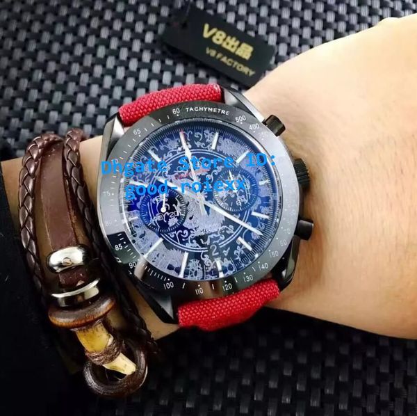 

мужские наручные часы top mens chronograph special dial watch мужские швейцарские кварцевые хронометры black pvd co осевые спортивные погруж, Slivery;brown