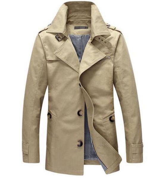 

europe and the united states the new men's winter long thin big yards in the han edition fashion boutique trench coat / m-4xl, Black