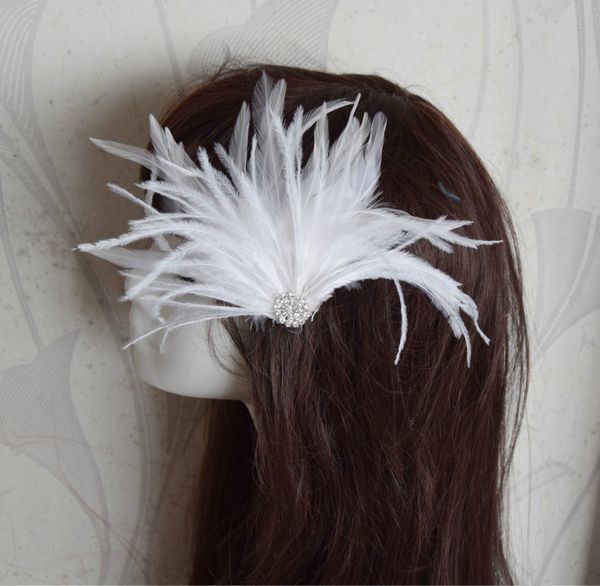 2020 2017 New Design Hairgrips White Feather Wedding Hair Clips