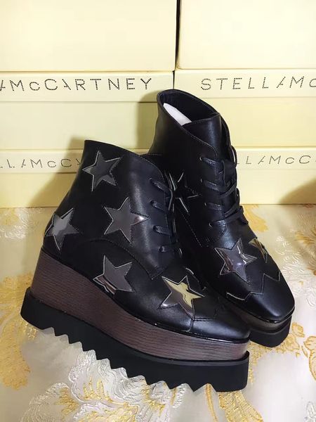 

black cow leather with gun color stars and black sole stella mccartney shoes