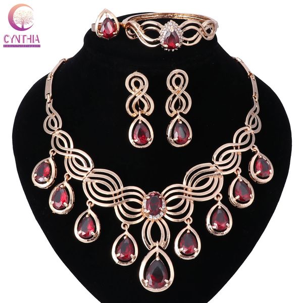 

fashion dubai gold plated crystal bridal tassel jewelry sets ltalian set for women girls wedding party accessories jewelry sets, Black