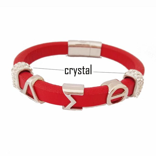 

wholesale- 10pcs customized style jewelry dst sorority divine fraternity delta sigma theta leather magnetic bracelet bangle, White