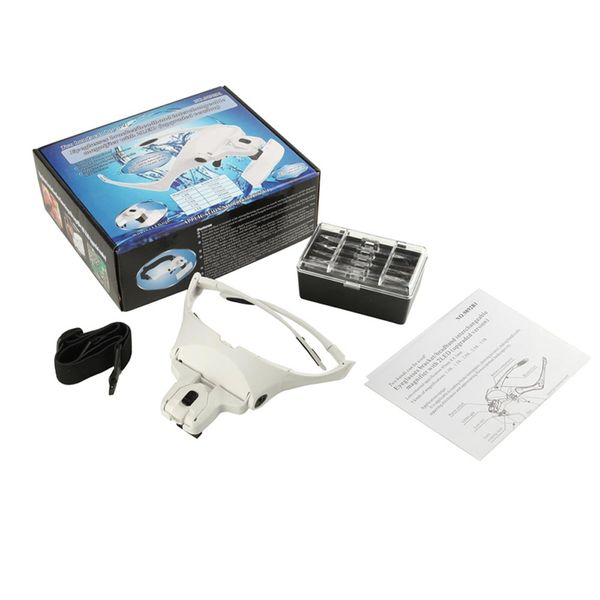 

wholesale-headband magnifying glass1.0x 1.5x 2.0x 2.5x 3.5x 5 lens adjustable loupe magnifier with led magnifying glasses/ing