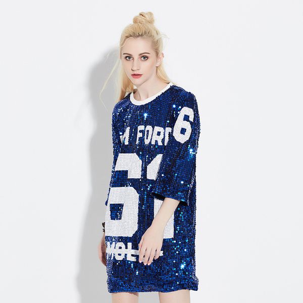 

wholesale- jasonplay korean style loose hip-hop t-shirts summer sequined dress women casual long design harajuku tees, White
