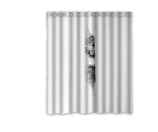 2019 Customs 36 48 60 66 72 80 W X 72 H Inch Shower Curtain Cat