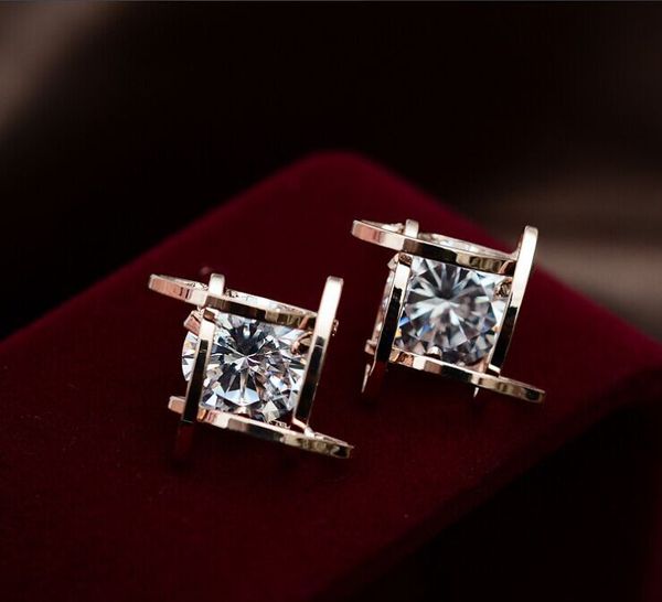 

Мода изысканный кубический квадрат пирсинг Кристалл Циркон серьги ювелирные изд