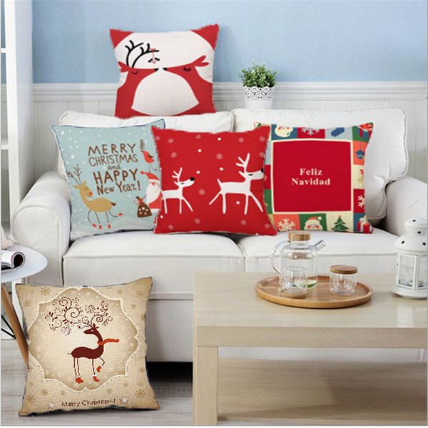 

18 inch christmas design cushion covers sofa pillow throw pillow case home decor 5pcs/lot jf003