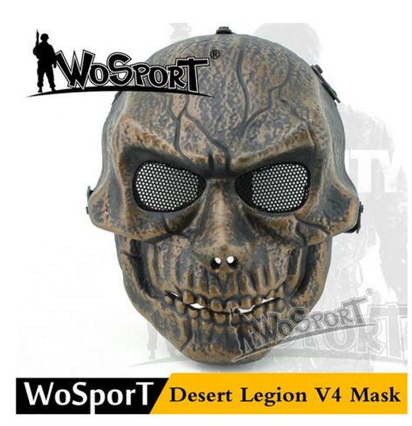 

popular wosport desert legion v4 mask outdoor recreationtactical necessary full face metal net mesh protective mask,discount training mask