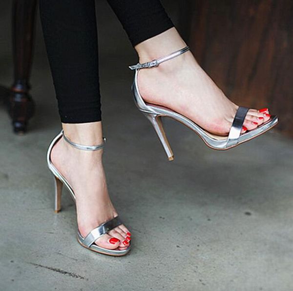 

new star faves women high heeled platform sandals open toes buckle summer heels wedding shoes gold silver customized size, Black