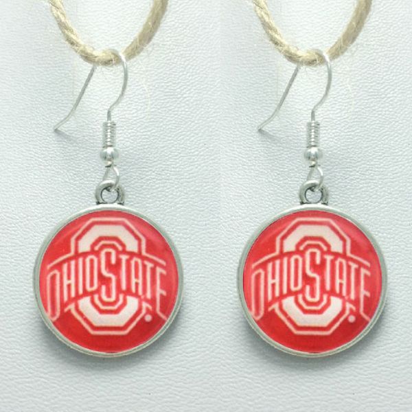 

10pairs Charm Sports Team NCAA Ohio State Glass серьги/Серьги-подвески для женщин ювелирные изделия по