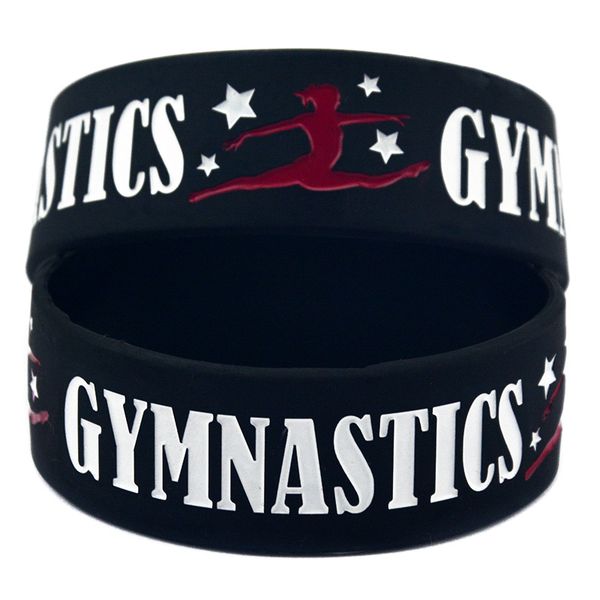 

50pcs gymnastics silicone rubber bracelet one inch wide sports gift soft and flexible black size